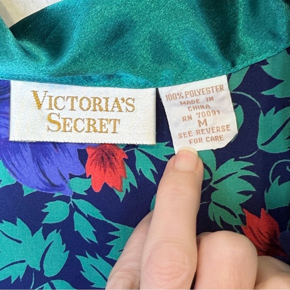 VS | VTG Gold Label Floral Ivy Print Relaxed Mini Nightie Robe Sleep Shirt - Picture 15 of 16